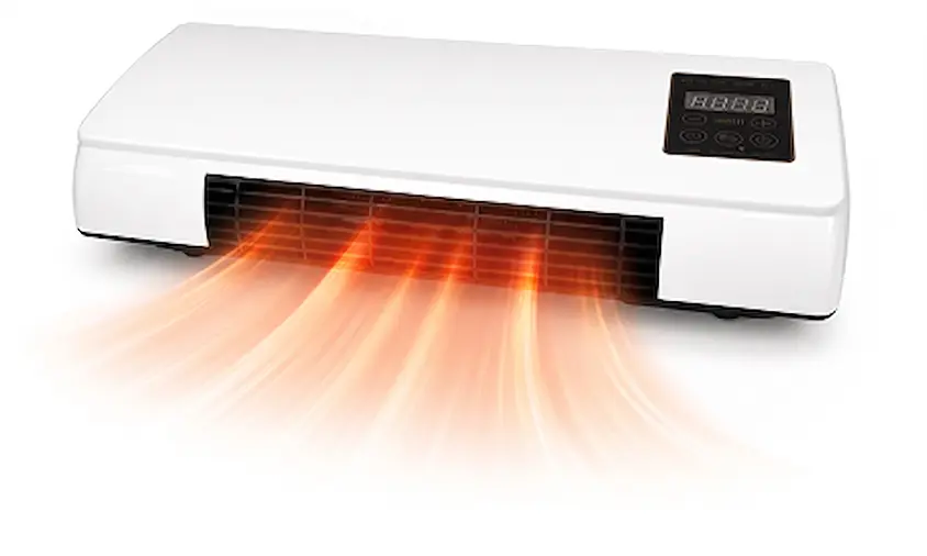 Cozy Cove Pro ceramic space heater with warm air flowing out of the vent